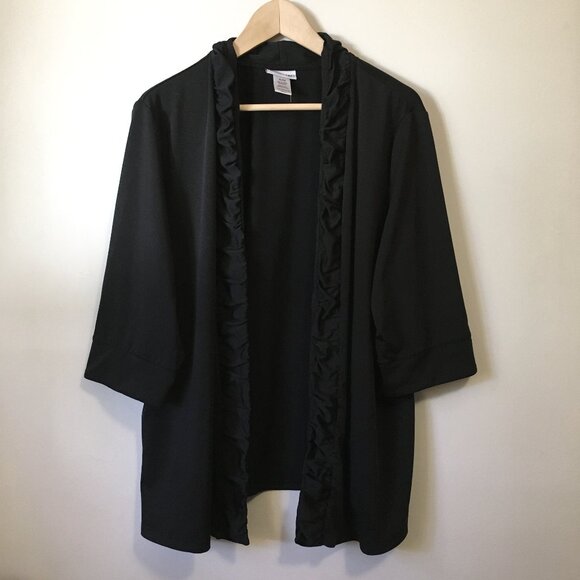 Black Gothic Maestro Ruffled Hem Open Cardigan - Picture 3 of 16